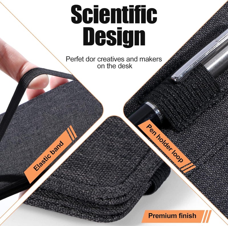 Plinyvel Notebook Cover for Field Notes 3.5"x5.5" - Waterproof Organizer with Pen Loop Holder and Card Slots, Travel Journal Accessories, Fits 3.5x5.5 Inch Pocket Notebooks (Black) - Image 5
